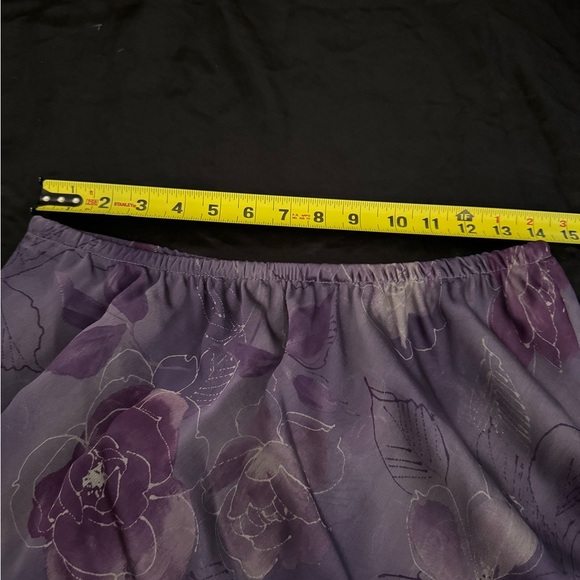 Vintage R&M Richards Purple Floral Chiffon Skirt Sz 14 Sheer Lined USA Made - Picture 7 of 8